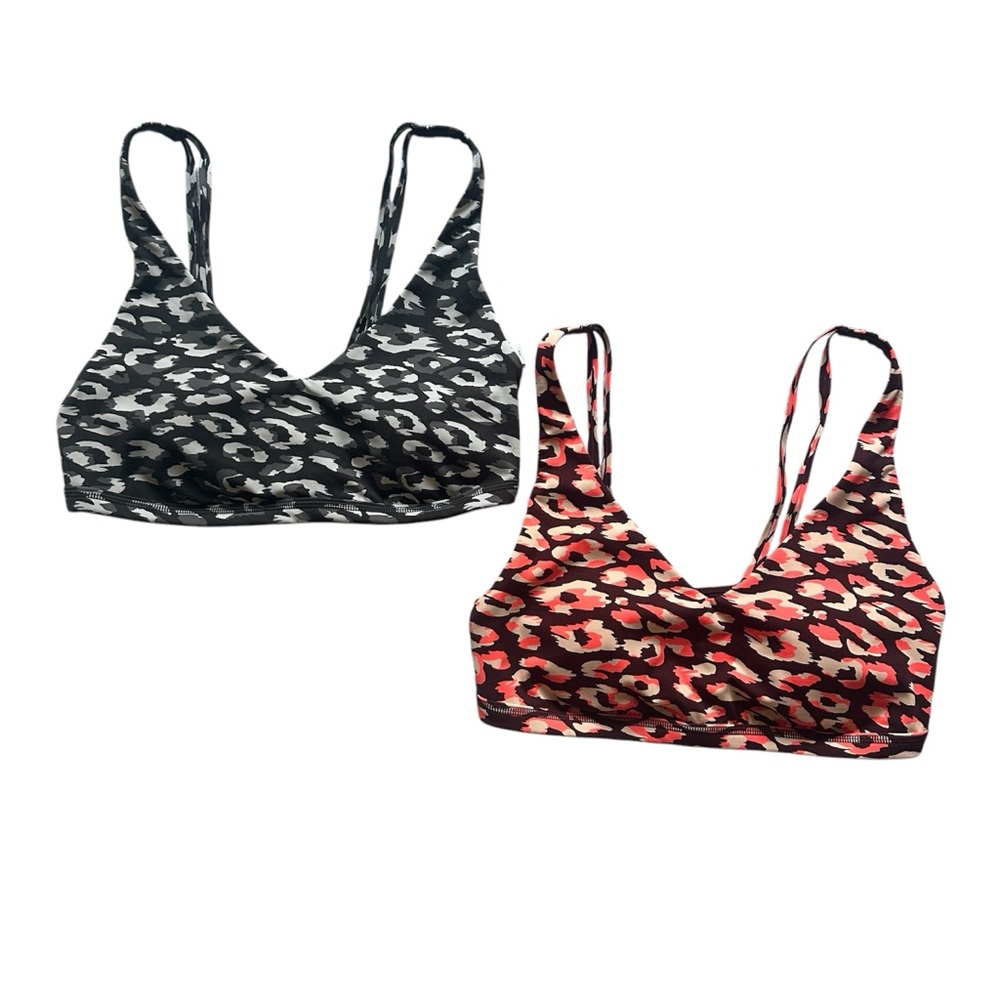 Aerie Black and Pink Animal Print Sports Bras